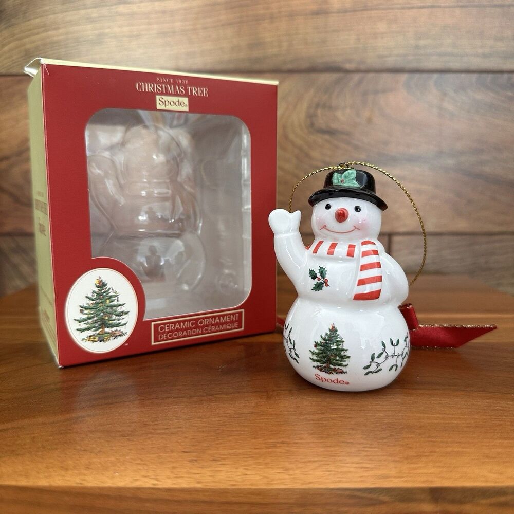 Spode Snowman With Black Hat Christmas Tree Ornament w/ Box